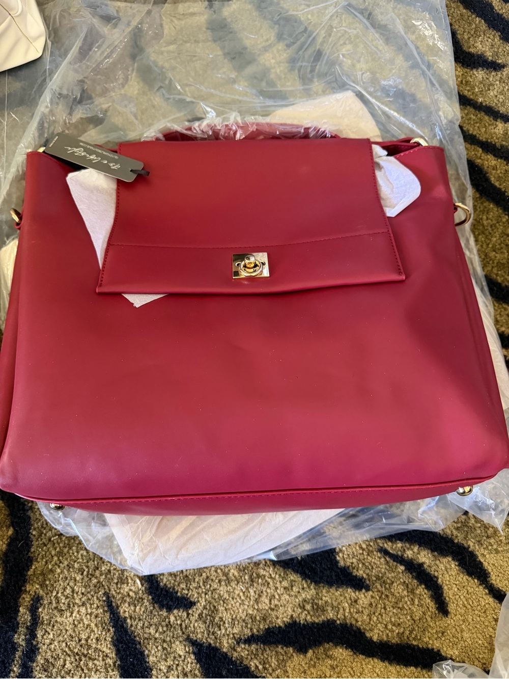 Red Structured Top-Handle Women's Satchel